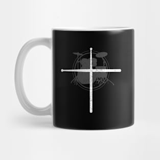 Christian Drummer Drum Sticks Cross Religious Band Mug